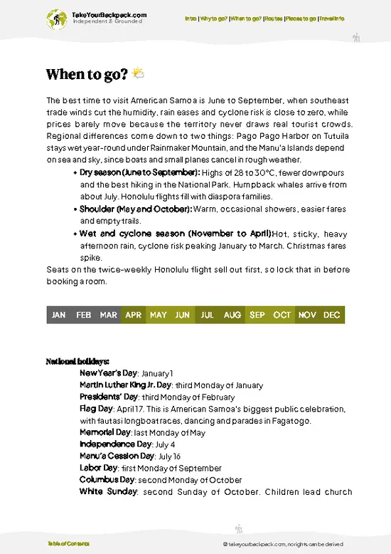example page 3 from our offline Travel Guide for American Samoa